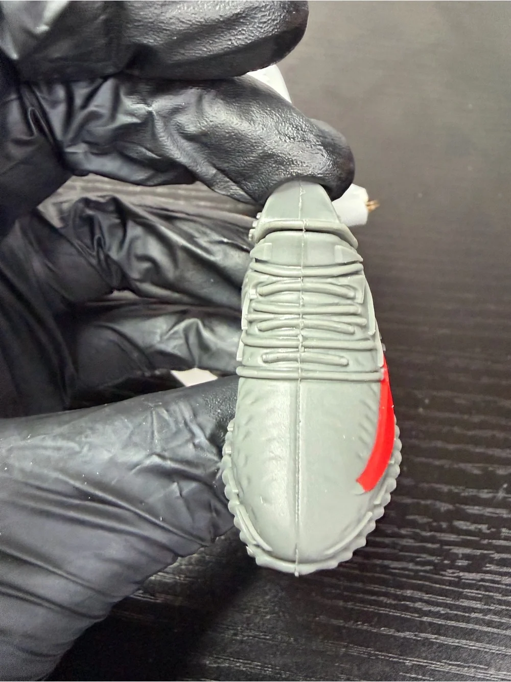 Gray & Red Sneaker Keychain with Gray Strap